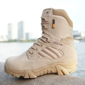Botas Tipo Militar para Hombres Senderismo, Trabajo, Camping de Cuero Transpirable - Imagen 1 de 12