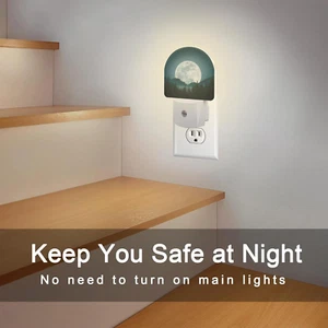 Full Moon and Misty Forest Night Light Plug into Wall, Starry Sky and Forest ... - Picture 1 of 1