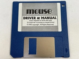 Vintage 1990 MOUSE Driver & Manual 3.5" Floppy Disk Software PC Computer Blue - Picture 1 of 5