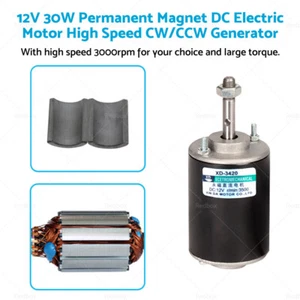 Permanent Magnet DC Electric Motor 12V 30W High Speed CW/CCW Generator - Picture 1 of 9