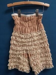 Vintage Sam's Tan Square Dance Pettipants Bloomers Lace Ruffles Size Large USA