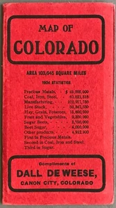 Pocket Map of Colorado (Revised)   Kenyon Printing and Mfg. Co.  1905   - Picture 1 of 9