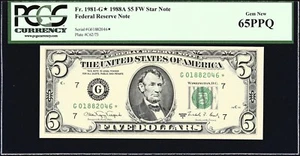 1988-A Federal Reserve "STAR" Note High Grade PCGS 65PPQ - Picture 1 of 2