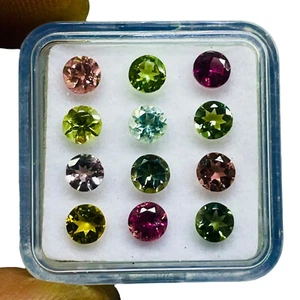 VVS 12 Pcs Natural Tourmaline 4.5mm Round Cut Multi Color Loose Gemstones Lot - Picture 1 of 8