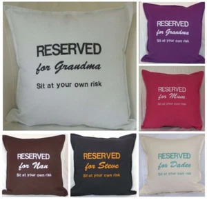 RESERVED FOR GRANDMA (NAME) Nan personalized birthday gift embroidered cushion - Picture 1 of 3