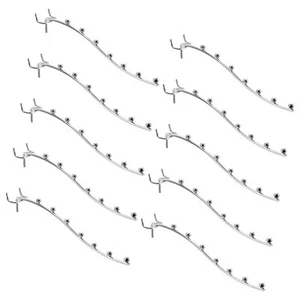 10Pcs 10" Pegboard Hooks, 7 Station Waterfall Hook Fit 1/8" Pegboard Silver - Picture 1 of 6