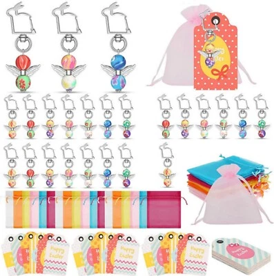 24 Llavero Huevo de Pascua Conejito Dije Caza Novedad Juguete Regalo Etiqueta Envoltura Organza Bolsa Foto 1 de 4