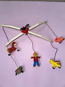 Vintage 1973 Fisher Price fattoria animale culla modello mobile #166 gallo cavallo pecora - Foto 1 di 10