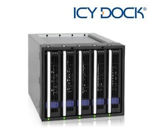 New ICY Dock FatCage MB155SP-B 5 Bay 2.5" 3.5" SATA SAS SSD HDD Cage Mobile Rack