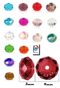 Tschechische Kristall Perlen Rondell 4 x 3 mm 30stk Glasperlen Schmuck Wählen - Afbeelding 1 van 51