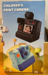 CHILDREN'S INSTANT PRINT CAMERA Black with 3 Roll No-Ink Paper & SD Card NEW - Picture 1 of 7