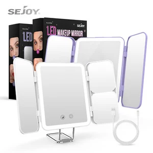 SEJOY Tri-Fold Makeup Mirror Vanity Mirror with 64 Lights 1X/3X/7X Magnification - Picture 1 of 47