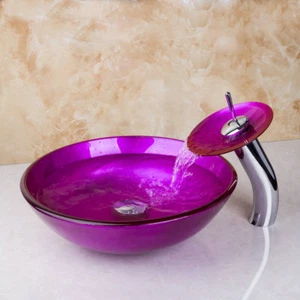 Grifo mezclador fregadero fregadero de recipiente pintura a mano rosa pintura a mano de lavabo - Imagen 1 de 8