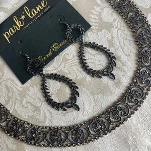 Lia Sophia Duchess Choker & Park Lane Earrings Hematite Tone Gorgeous Together! - Picture 1 of 23