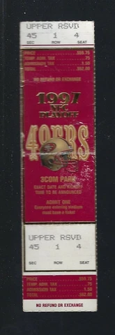 1997 NFL NFC PLAYOFF MINNESOTA VIKINGS @ SAN FRAN 49ERS FULL FOOTBALL TICKET Cover