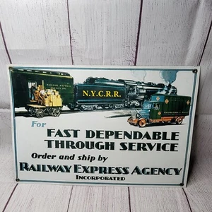 Tin train Collectible sign 14 3/4"x9 3/4" Railway Express Agency - Picture 1 of 6