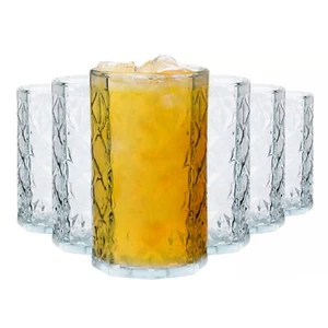 Whiskey Glasses Highball Tumblers 280ml Set of 6 Whisky Water Juice Tumbler Cut - Picture 1 of 8