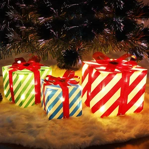 Set of 3 Lighted Gift Boxes Christmas Decorations, Pre-Lit Light up Present Boxe - Picture 1 of 12