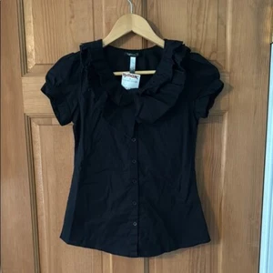 Kensie Girl Size Medium 7/8 Black Ruffled Women's Top NWT - Picture 1 of 9