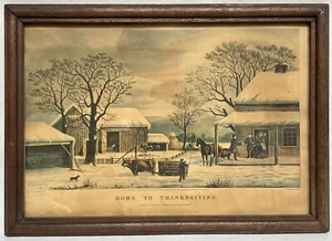 Currier & Ives ""Home To Thanksgiving"" Lithographie 1867 G.H.Durrie - gerahmt - Bild 1 von 10