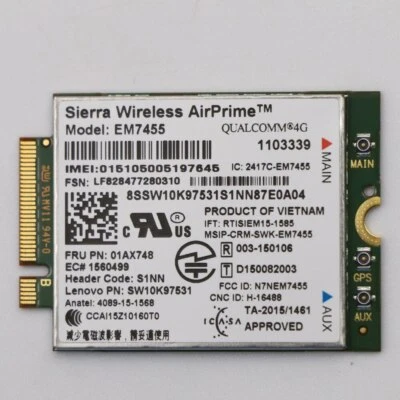 EM7455 4G LTE Module WWAN NGFF Card For Thinkpad T470 X270 P51 P71 FRU 01AX746 - Image 1 of 2