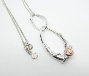 Clogau Gold Silver & 9ct Rose Gold Mackintosh Pendant & 18" Chain - Picture 1 of 7