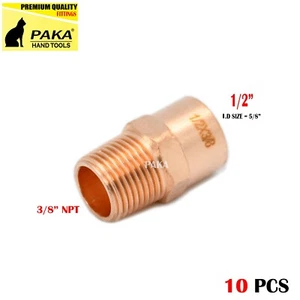 1/2" C x 3/8" Male NPT Threaded Copper Adapters ( 10 PCS ) - Picture 1 of 2