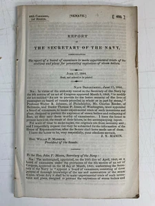 Secretario de Marina sobre Invenciones Experimentales para Prevenir Explosiones 1844 - Imagen 1 de 8