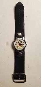 Orologio Vintage Bradley Topolino ""Fat Boy"" con Cinturino in Pelle - Funzionante - Foto 1 di 9