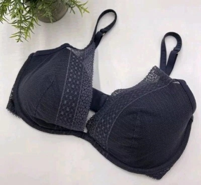 Sujetador VICTORIA'S SECRET 34DDD Increíble Encaje Ligeramente Forrado Azul Oscuro-Gris  Foto 1 de 4