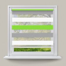 Store double à enrouleur sans perçage pour fenêtre 90 x 230 cm Vert Gris Blanc
