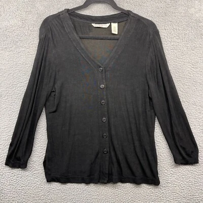 Cárdigan suéter negro manga larga con botones cuello en V talla PS French Laundry para mujer Foto 1 de 4