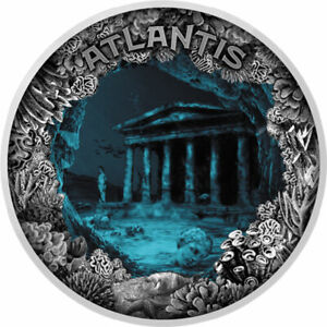 Pièce en argent finition antique Atlantis - The Sunken City 2 oz 5 $ Niue 2019