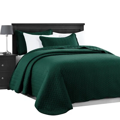 Juego de edredón acolchado en relieve de 3 piezas tamaño king cubre cama Foto 1 de 4