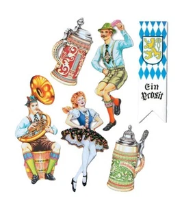 VTG 80s Beistle Oktoberfest German Cardboard Hanging Pub Decorations Cutouts Set - Picture 1 of 12