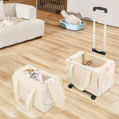 Bolsa de transporte de cães/gatos com janela de malha dupla camada rolante para animais de estimação - Imagem 1 de 4