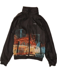 MAZINE Mens Abstract Pattern Bomber Jacket UK 42 XL Black Polyester DR83 - Picture 1 of 3