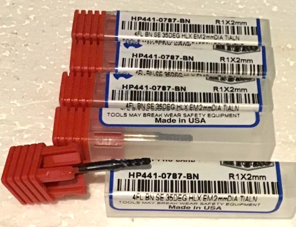5 New OSG Carbide BN End Mills 2mm x 7mm LOC x 38mm OAL 4 Fl 35 Deg. HLX -TIALN - Image 1 of 1