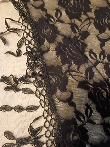 BOUTIQUE BLACK LACE AND CROCHET SCARF. BEAUTIFUL-LONG, 80" X 15", NEW - Picture 1 of 4