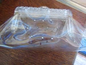 UNBRANDED Vintage RHINESTONE Decorated CLEAR Vinyl CLUTCH Handbag/Purse - 1970's - Imagen 1 de 8