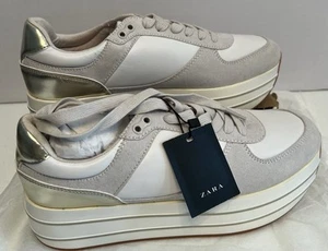 ZARA basic collection Cream/White/Metallic Wedge Womens Sz 9 - Picture 1 of 7