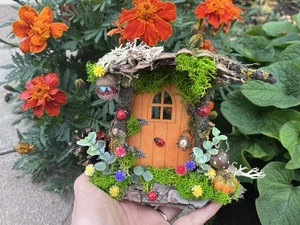 Harvest time fairy door, miniature garden, wooden fairy door, fairy furniture - Picture 1 of 5