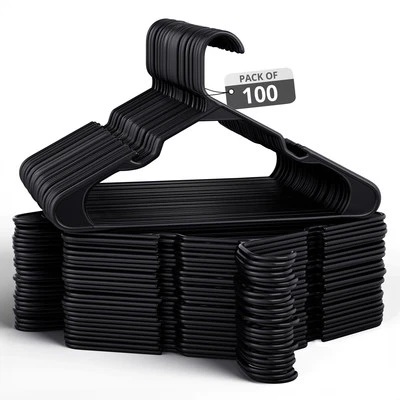 Heavy-Duty Non-Slip Plastic Clothes Hangers with Double Hooks – 30/50/100 Pack - Image 1 of 4