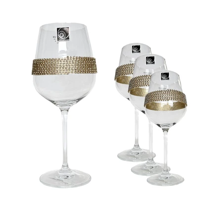 Copa de vino hecha a mano vidrio transparente con banda dorada de cristal brillante de CircleGlass x4 Foto 1 de 2