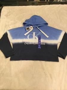Calvin Klein Damen-Hoodie blau weiß Größe L neu mit Etikett kostenloser Versand - Bild 1 von 3