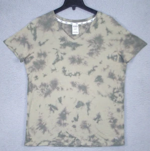 Victoria Secret Pink Top Women Large Brown Tie Died V Neck Short Sleeve Ladies - Picture 1 of 9