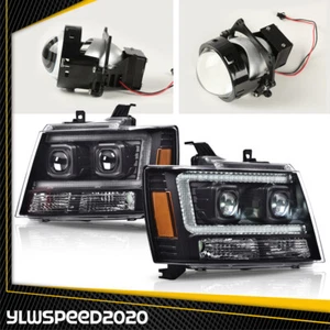 CLEAR LENS FITS 07-14 CHEVY TAHOE SUBURBAN AVALANCHE LED DRL BLACK HEADLIGHTS - Picture 1 of 12