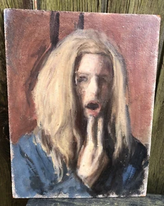 Vintage 1960/70's George Weissbort oil painting on board unframed self portrait - Picture 1 of 7