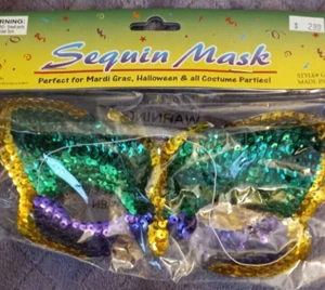 Sequin Mardi Gras Mask One Size - Picture 1 of 3