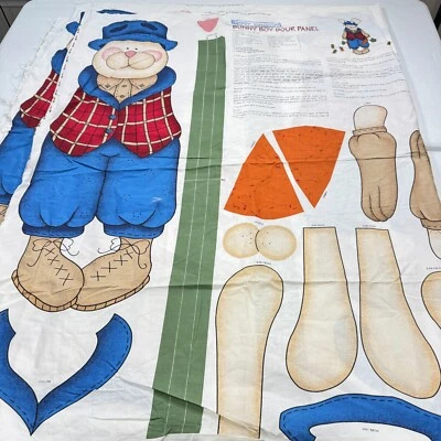 Panel de tela vintage Daisy Kingdom Bunny Boy panel de puerta azul algodón Foto 1 de 4